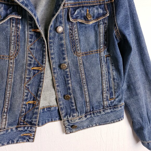 Free People Denim Jacket Jean Distressed Boho size S Casual - Picture 5 of 13